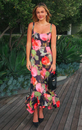 Rebecca Midi Dress ~ Noir Blooms