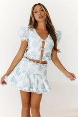Brighter Blooms Crop Top Blue