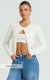 Katherine Cardigan - Long Sleeve Cardigan And Bralette Set in Cream