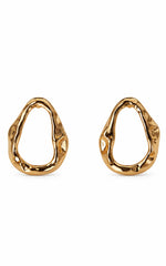 Khloe Earrings - Open Oval Stud Earrings in Gold