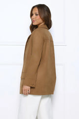 Effortlessly Professional Suede Long Sleeve Blazer Brown
