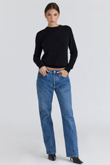black cashmere + wool crew neck sweater