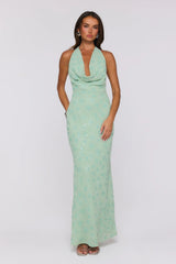 Bling It Babe Halter Maxi Dress Sage