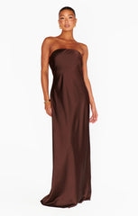 Taylor Tube Maxi Dress ~ Chocolate Luxe Satin