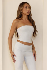 BASE Luxe Rib Strapless Bandeau Grey Marle