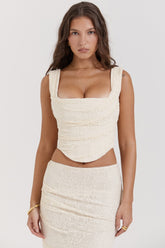 vintage cream lace corset