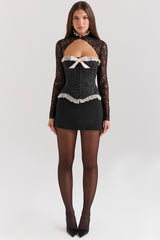 black metallic jacquard corset & bolero