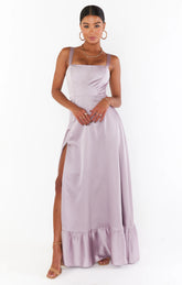Clarissa Corset Dress ~ Dusty Purple Luxe Satin