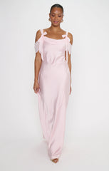 Bella Maxi Dress ~ Powder Pink Luxe Satin