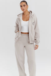 cloud cotton fleece-back zip through hoodie