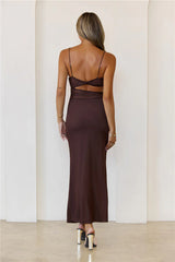 Poised Perfection Mesh Maxi Dress Brown