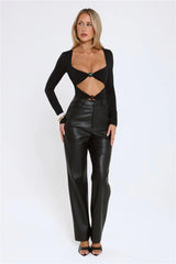 Flirt Game Strong Long Sleeve Bodysuit Black
