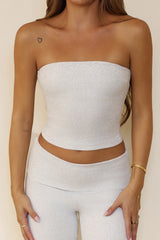 BASE Luxe Rib Strapless Bandeau Grey Marle