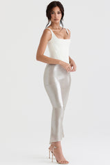 shimmer champagne midi skirt
