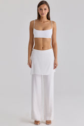 white sateen trousers with over skirt