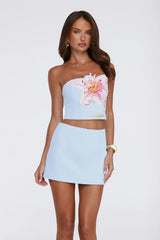 Lily Rising Strapless Top Blue