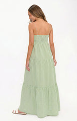 Long Weekend Maxi Dress ~ Field Green Gingham