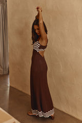 Scallop Knit Maxi Dress - Chocolate