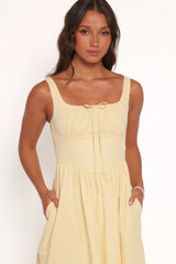 Kinslee Midi Dress - Yellow Gingham