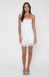 Celine Mini Dress ~ Ivory Luxe Satin
