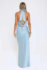 Dreambound Satin Halter Top Blue