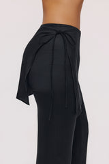 black sateen trousers with over skirt