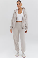 cloud cotton fleece-back zip through hoodie