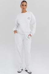 white fleece back jogging trousers