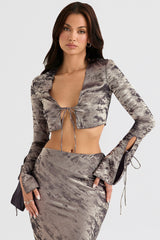 pewter shimmer velvet satin top