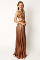 Shania Pleated Maxi Dress - Bronze