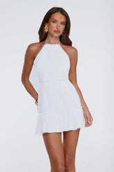 Sparkling Daylight Halter Maxi Dress White