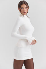 ivory cashmere roll neck sweater