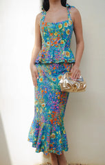 Pauline Peplum Dress ~ Painterly Petals