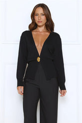 Noir Allure Knit Cardigan Black