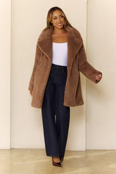 Plush Mode Faux Fur Coat Brown