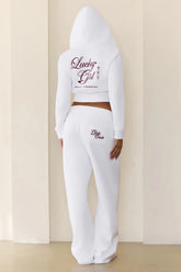 BASE Lucky Girl Zip Up Hoodie White