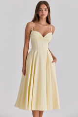 lemon cotton princess cut midi sundress