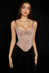 stone satin longline corset