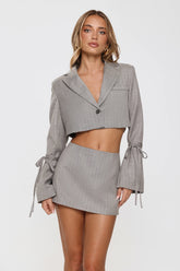 Desk To Dazzle Cropped Blazer Grey