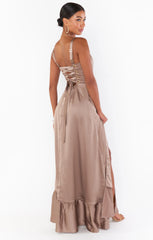 Clarissa Corset Dress ~ Dune Luxe Satin
