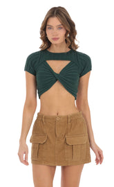 Knit Cutout Top in Green