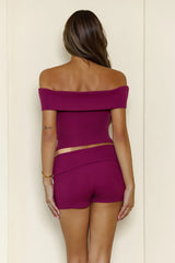 BASE Luxe Rib Off Shoulder Top Berry