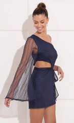One Shoulder Dress in Blue