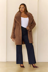 Plush Mode Faux Fur Coat Brown