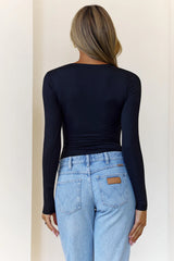 BASE Contour Simple Long Sleeve Top Black