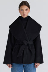 black wool shawl collar jacket
