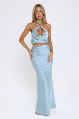 Dreambound Satin Halter Top Blue