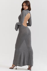 steel metallic maxi dress