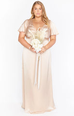 Rome Twist Gown ~ Champagne Luxe Satin