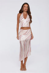 Sparkle Vibes Only Sequin Midi Skirt Multi
